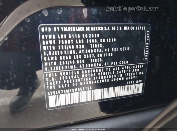 3VVLR7RMXSM055154 2025 VOLKSWAGEN TIGUAN Black Շարժիչի բաժամունքի տեսք