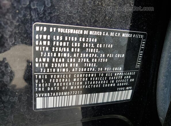 3VVNB7AX0RM077211 2024 VOLKSWAGEN TIGUAN Black VIN sticker view