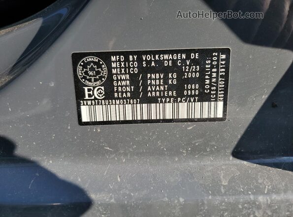 3VW9T7BU3RM037607 2024 VOLKSWAGEN JETTA Gray Շարժիչի բաժամունքի տեսք
