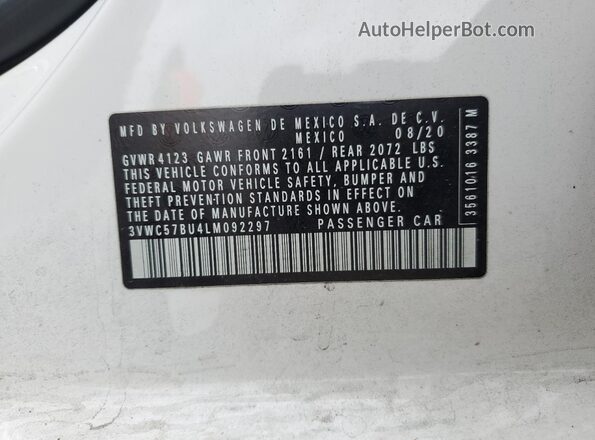3VWC57BU4LM092297 2020 VOLKSWAGEN JETTA White Widok komory silnika