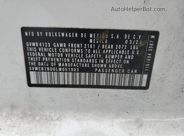 3VWCB7BU0LM051903 2020 VOLKSWAGEN JETTA Белый Вид подкапотного пространства