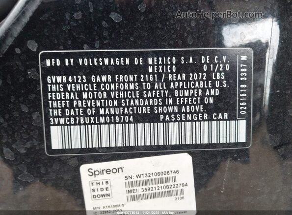 3VWCB7BUXLM019704 2020 VOLKSWAGEN JETTA Black Engine compartment view