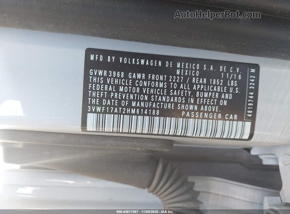 3VWF17AT2HM614188 2017 VOLKSWAGEN BEETLE White Շարժիչի բաժամունքի տեսք