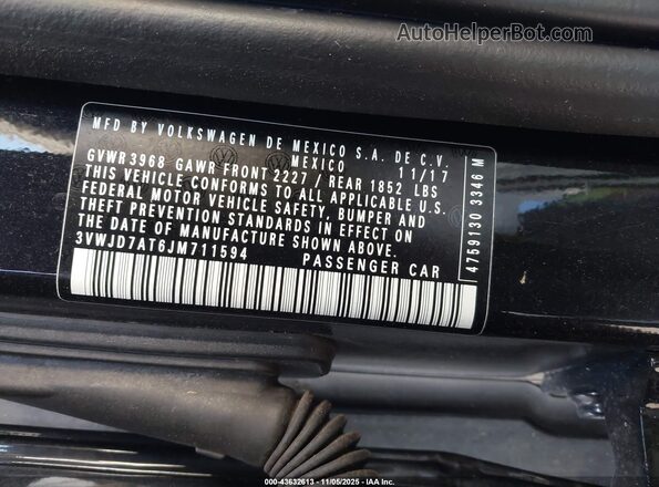 3VWJD7AT6JM711594 2018 VOLKSWAGEN BEETLE Black Вид підкапотного простору