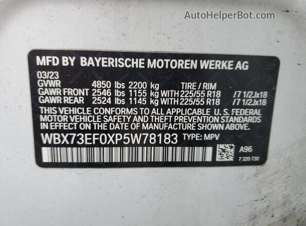 WBX73EF0XP5W78183 2023 BMW X1 White 