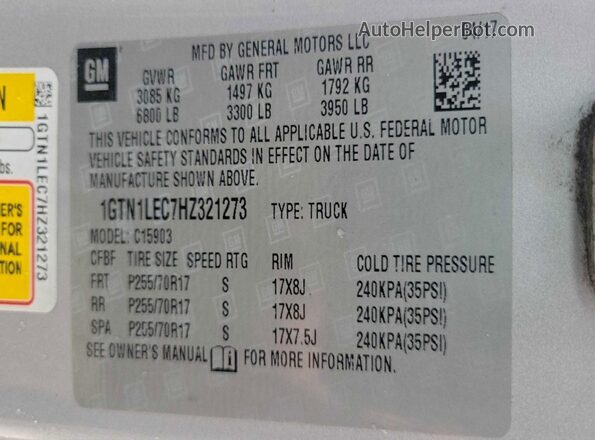 1GTN1LEC7HZ321273 2017 GMC SIERRA Gray 