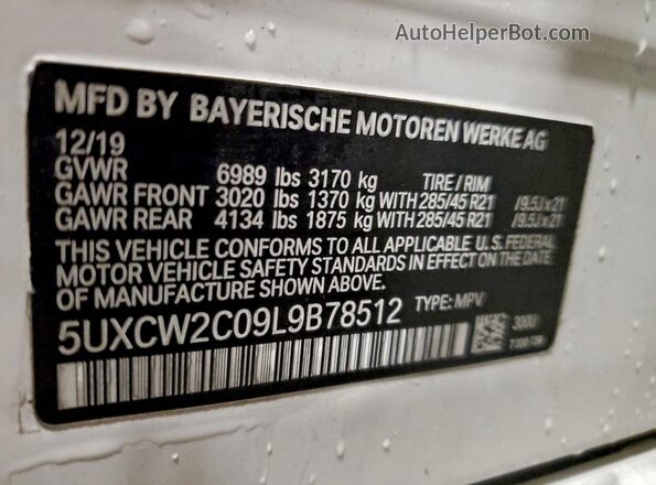 5UXCW2C09L9B78512 2020 BMW X7 White 360 interior view