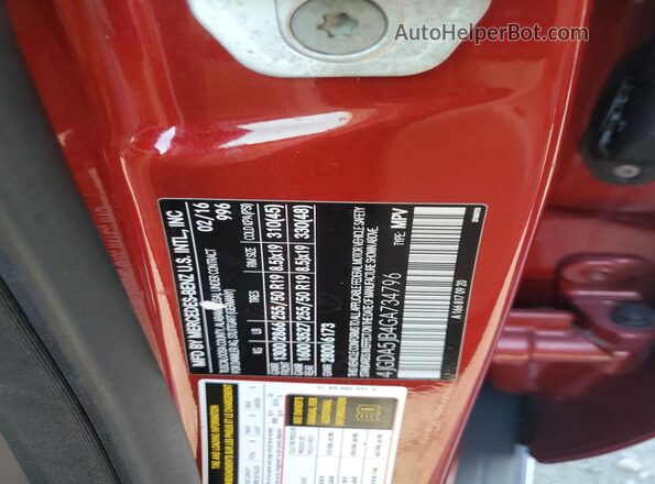 4JGDA5JB4GA734796 2016 MERCEDES-BENZ GLE-CLASS Red 
