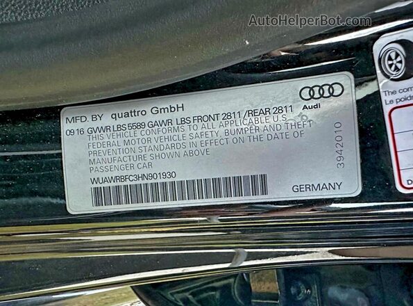 WUAWRBFC3HN901930 2017 AUDI RS7 Black Вид задньої частини салону