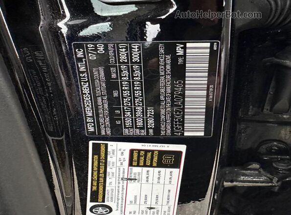 4JGFF5KE7LA079465 2020 MERCEDES-BENZ GLS Black Widok wnętrza z tyłu