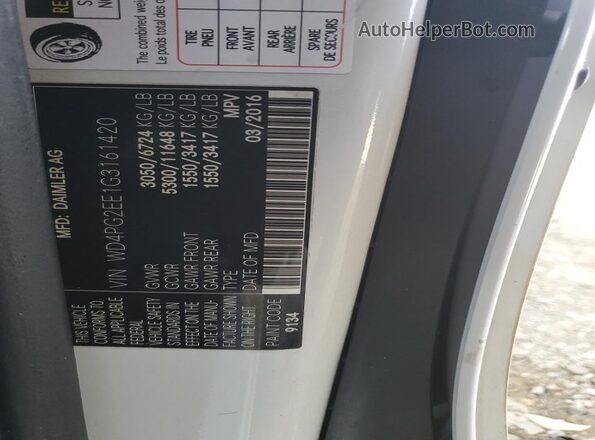 WD4PG2EE1G3161420 2016 MERCEDES-BENZ METRIS White 