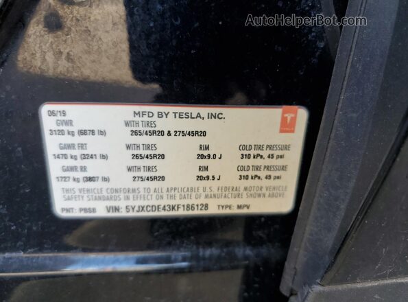 5YJXCDE43KF186128 2019 TESLA MODEL X Black 