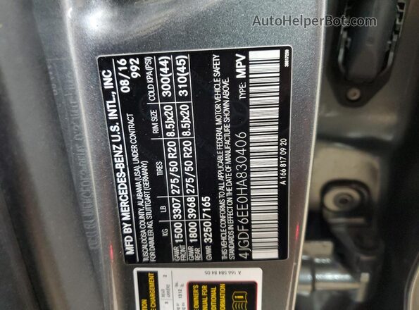 4JGDF6EE0HA830406 2017 MERCEDES-BENZ GLS Серый Вид наклейки с VIN-кодом