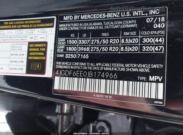 4JGDF6EE0JB174966 2018 MERCEDES-BENZ GLS 450 Black ძრავის განყოფილების ხედი