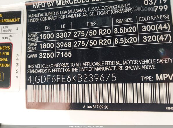 4JGDF6EE6KB239675 2019 MERCEDES-BENZ GLS 450 White Вид підкапотного простору