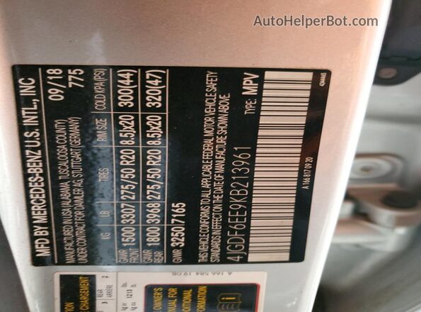 4JGDF6EE9KB213961 2019 MERCEDES-BENZ GLS Silver Շարժիչի բաժամունքի տեսք