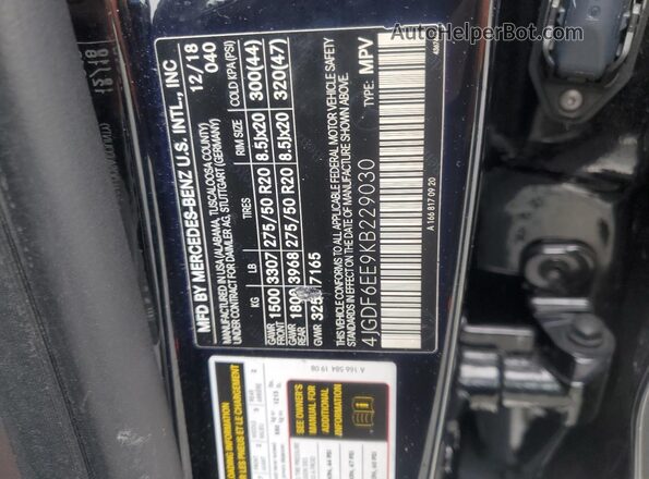 4JGDF6EE9KB229030 2019 MERCEDES-BENZ GLS Black VIN sticker view