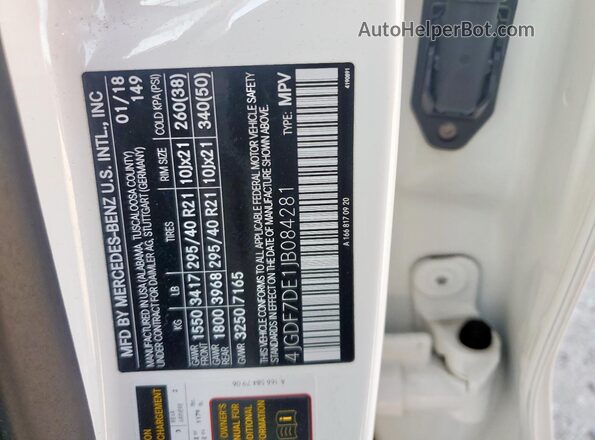 4JGDF7DE1JB084281 2018 MERCEDES-BENZ GLS White VIN sticker view