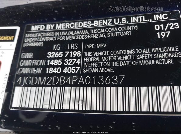 4JGDM2DB4PA013637 2023 MERCEDES-BENZ EQS 450+ SUV Черный Вид подкапотного пространства