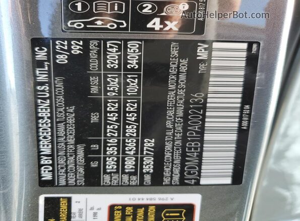 4JGDM4EB1PA002136 2023 MERCEDES-BENZ EQS Gray Vista del compartimento del motor