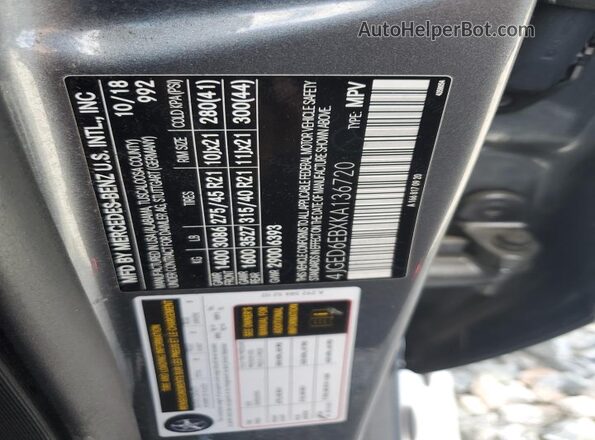4JGED6EBXKA136720 2019 MERCEDES-BENZ GLE Серебряный Вид подкапотного пространства
