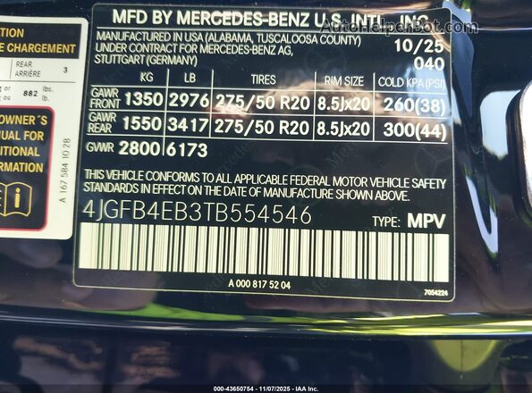 4JGFB4EB3TB554546 2026 MERCEDES-BENZ GLE 350 Черный 