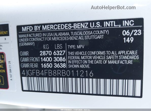 4JGFB4FB8RB011216 2024 MERCEDES-BENZ GLE 350 White 