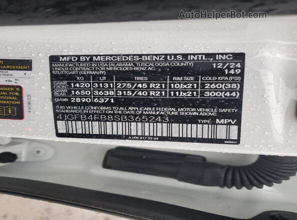 4JGFB4FB8SB365243 2025 MERCEDES-BENZ GLE White Widok wnętrza 360 stopni