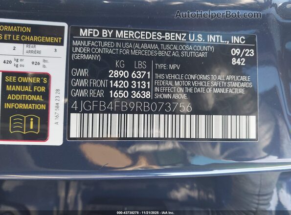 4JGFB4FB9RB073756 2024 MERCEDES-BENZ GLE 350 Blue 