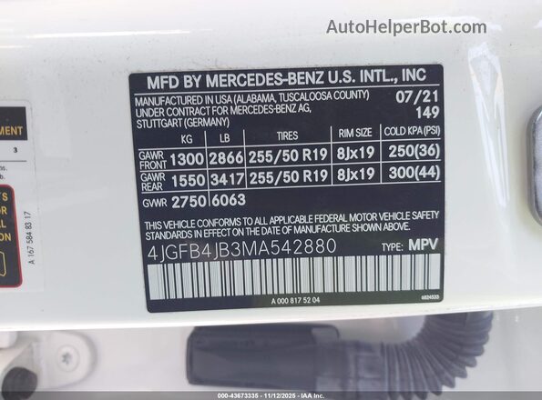 4JGFB4JB3MA542880 2021 MERCEDES-BENZ GLE 350 White Շարժիչի բաժամունքի տեսք