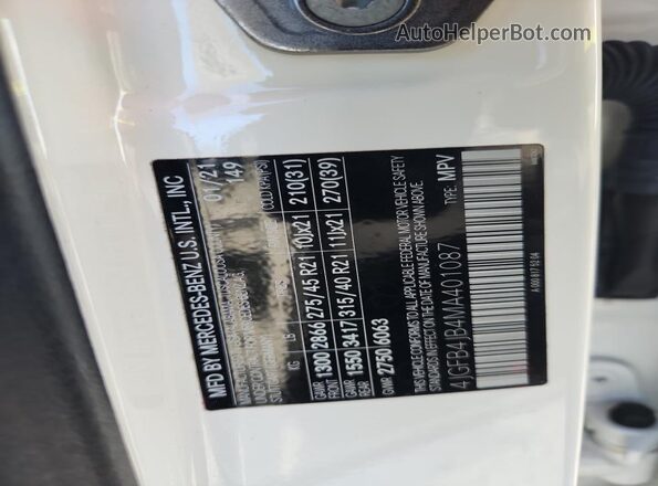 4JGFB4JB4MA401087 2021 MERCEDES-BENZ GLE White VIN sticker view