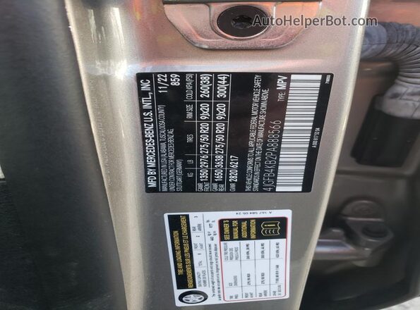 4JGFB4KB2PA888566 2023 MERCEDES-BENZ GLE Gray Vista de la etiqueta del VIN