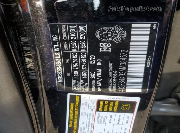 4JGFB4KB3MA384572 2021 MERCEDES-BENZ GLE Black VIN կոդի պիտակի տեսք