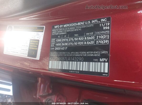 4JGFB4KB7LA143290 2020 MERCEDES-BENZ GLE 350 Red Engine compartment view