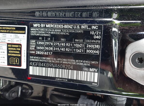 4JGFB4KB9NA608204 2022 MERCEDES-BENZ GLE 350 Black Շարժիչի բաժամունքի տեսք
