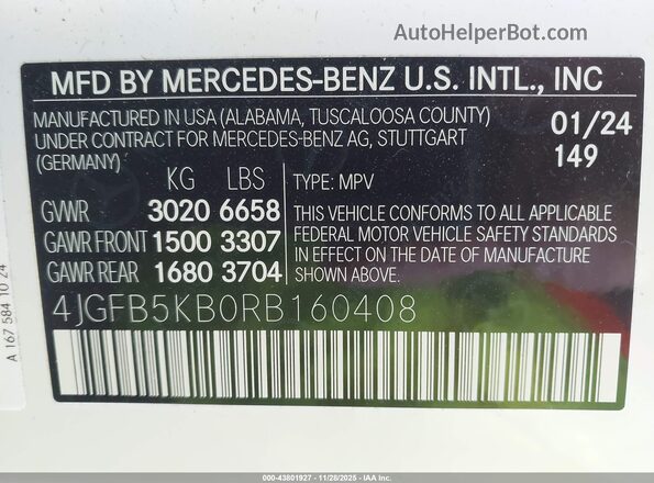4JGFB5KB0RB160408 2024 MERCEDES-BENZ GLE 450 White ძრავის განყოფილების ხედი