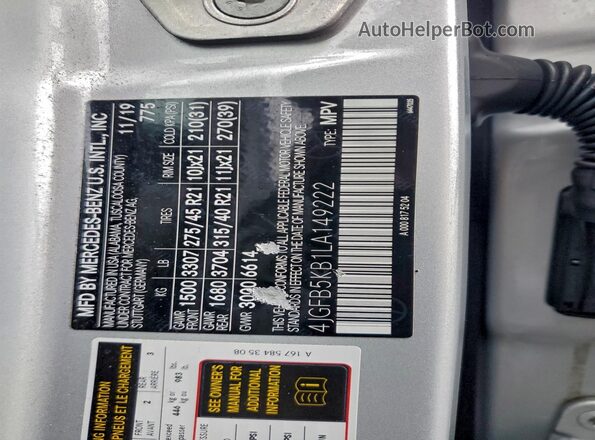 4JGFB5KB1LA149222 2020 MERCEDES-BENZ GLE Silver Вид підкапотного простору