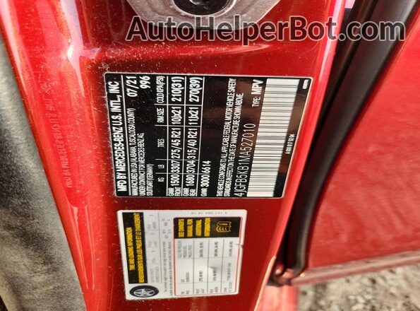 4JGFB5KB1MA527010 2021 MERCEDES-BENZ GLE Red VIN կոդի պիտակի տեսք