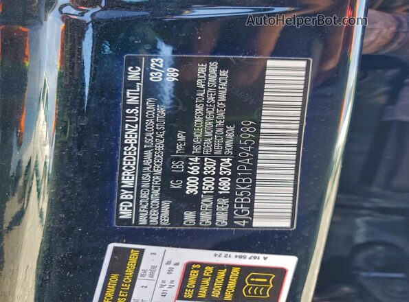 4JGFB5KB1PA945989 2023 MERCEDES-BENZ GLE Black VIN კოდის სტიკერის ხედი