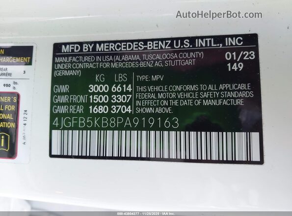 4JGFB5KB8PA919163 2023 MERCEDES-BENZ GLE 450 White Engine compartment view