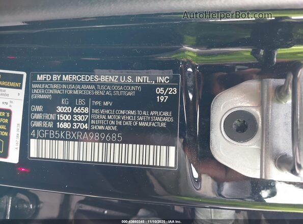 4JGFB5KBXRA989685 2024 MERCEDES-BENZ GLE 450 Black Vista del compartimento del motor