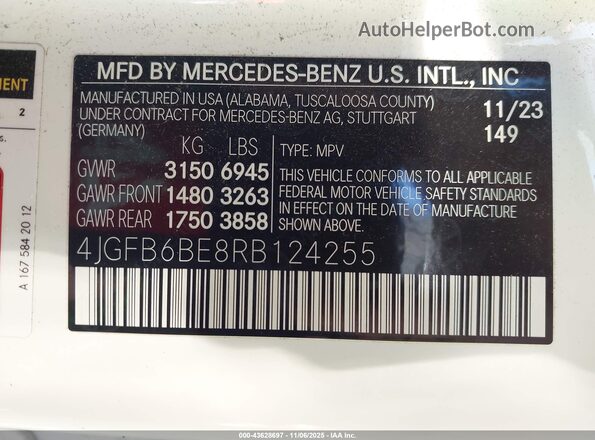 4JGFB6BE8RB124255 2024 MERCEDES-BENZ AMG GLE 53 White Widok komory silnika