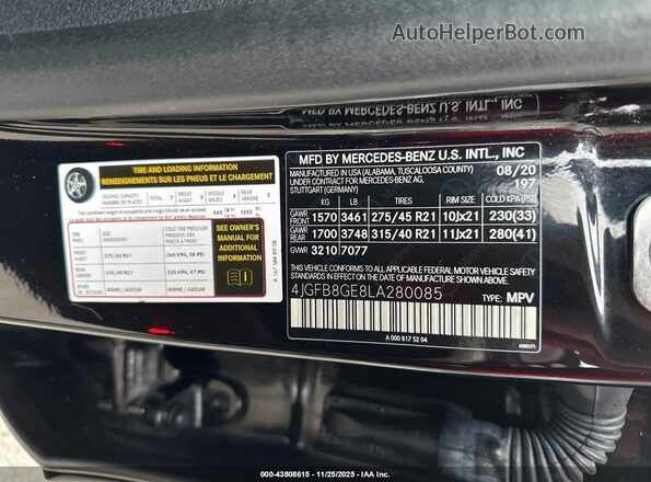 4JGFB8GE8LA280085 2020 MERCEDES-BENZ GLE 580 Black Engine compartment view
