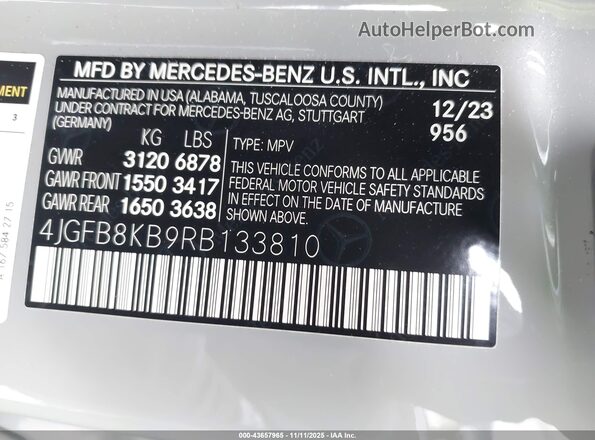 4JGFB8KB9RB133810 2024 MERCEDES-BENZ AMG GLE 63 Black Շարժիչի բաժամունքի տեսք