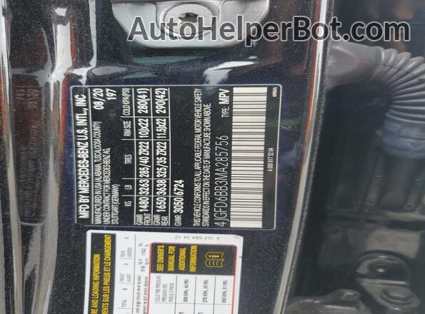 4JGFD6BB3MA285756 2021 MERCEDES-BENZ GLE Black Widok naklejki z numerem VIN