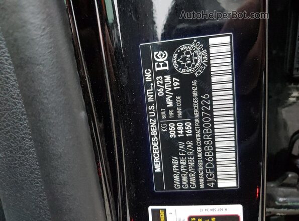 4JGFD6BB8RB007226 2024 MERCEDES-BENZ GLE Black VIN კოდის სტიკერის ხედი
