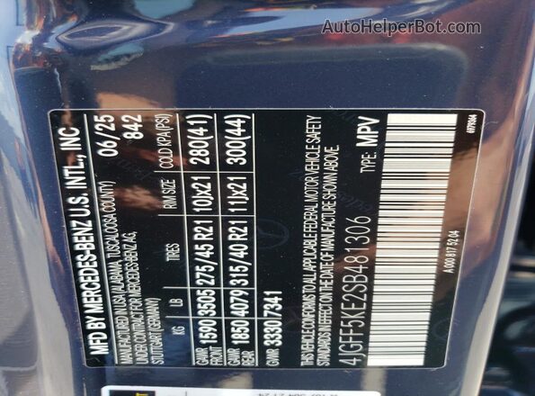 4JGFF5KE2SB481306 2025 MERCEDES-BENZ GLS Blue VIN sticker view