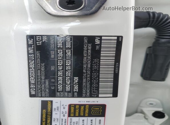 4JGFF8HB2RB138536 2024 MERCEDES-BENZ GLS White Widok naklejki z numerem VIN
