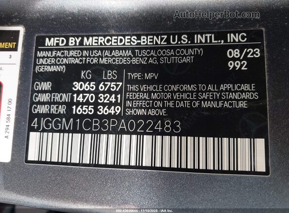 4JGGM1CB3PA022483 2023 MERCEDES-BENZ EQE 350 SUV Серый Вид подкапотного пространства