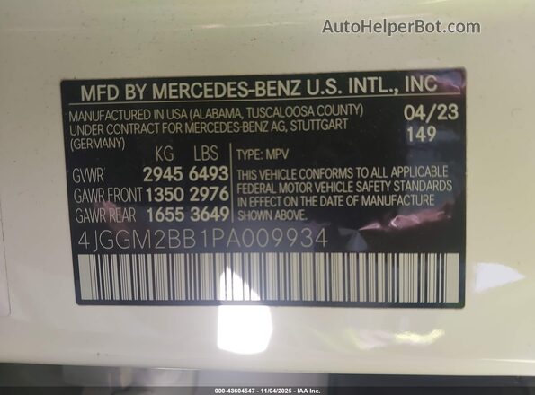 4JGGM2BB1PA009934 2023 MERCEDES-BENZ EQE 350+ SUV White Engine compartment view